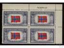 US Stamps #911 Flag Of Norway Mint VF-NH Inscription Block. - Briefmarken