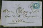 FRANCE Nº 46  Obl. S/ Lettre Entiere Bleu Terne - 1870 Bordeaux Printing