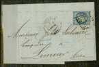 FRANCE Nº 46  Obl. S/ Lettre Entiere Bleu Terne - 1870 Bordeaux Printing