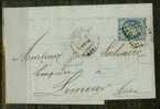 FRANCE Nº 46  Obl. S/ Lettre Entiere Bleu Terne - 1870 Ausgabe Bordeaux