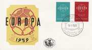 Belgie OCB 1111 / 1112 FDC - 1959