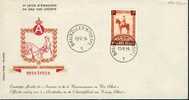 0194 - FDC N°  Ordi Du 17-2-1954 - COB 938 - Cachet De Bruxelles 1 - 1934-1954 Souvenir Et Reconnaissance Au Roi Albert - 1951-1960