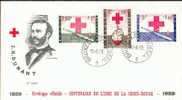 FDC N° 69 Ordi. Du 10-6-1959 - COB 1096-1097-1100 - Cachet De Bruxelles 1 - Croix-Rouge - Henry Dunant - 9€ - 1951-1960
