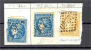 3 TIMBRES BORDEAUX: 2x  20 Centimes, 1x 10 Centimes, Tous Obl. - 1870 Bordeaux Printing