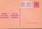 AP - Entier Postal - Carte Postale Avis De Changement D'adresse N° 13 - Chiffre Sur Lion Héraldique - 0,60 C Lilas - NF - Adreswijziging