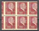 TURKEY, VARIETY, 100 Kurus ATATURK 1972, EXTREME MISPERFORATION, NH BLOCK OF 6 - Ongebruikt