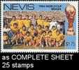 CV:€18.00. FOOTBALL Nevis 1986. World Cup Brasil Team $1.75. Sheet:25  [feuilles, Ganze Bogen,hojas,foglios,vellen - St.Kitts And Nevis ( 1983-...)