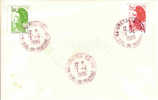 Lettre 1 Er Jour De Mise En Vente Des Roulettes 1.80 Et 2.20 Liberté De Gandon Avec N° Rouges 1/4/86 - Coil Stamps