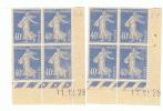 Semeuse 40c Bleu Yvert 237, Paire C+D Du 11-12-28, ** - ....-1929