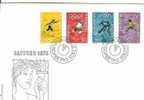 SKI PREMIER JOUR SAPPORO 1972 LIECHTENSTEIN AVEC 4 TIMBRES SKI DE FOND HOCKEY SUR GLACE PATINAGE ARTISTIQUE - Invierno 1972: Sapporo