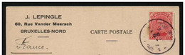 CARTE POSTALE -POSTKAART 1919 BRUXELLES - NORD - Covers & Documents