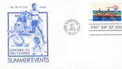 AVIRON FDC USA 1979 JEUX OLYMPIQUES DE 1980 MOSCOU MODELE 3 VOLLEY BALL, NATATION, ATHLETISME ET EQUITATION - Aviron