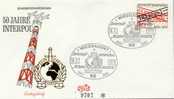 ALLEMAGNE GERMANY Premier Jour FDC Poste  609 INTERPOL OIPC ICPO Antenne Radio TV ETB - Altri & Non Classificati