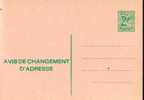 AP - Entier Postal - Carte Postale Avis De Changement D'adresse N° 17 - Chiffre Sur Lion Héraldique - 2,00 Fr Vert - F - Avis Changement Adresse