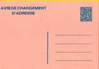 AP - Entier Postal - Carte Postale Avis De Changement D'adresse N° 25 - Chiffre Sur Lion Héraldique Avec Banderole - 8,0 - Adreswijziging