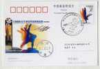 China 2005 The 10th National Games Special Postmark 1st Day Used On Card,the Mascot Golden Kylin Speed Skating - Winter (Varia)