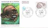 Superbe FDC (relief) RATON LAVEUR De La Guadeloupe 1973 - Nager