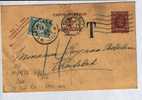 Entier Met Stempel BRUSSEL, Getaxeerd (taxe)TX 33 Met Stempel CHATELINEAU - 1922-1927 Houyoux