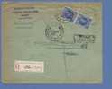 257(2) Op Aangetekende Brief Met Stempel MONS / BERGEN Naar Paris (France), Stempel RETOUR A L'ENVOYEUR Aangebracht - 1922-1927 Houyoux