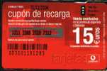 VOD-007 Cupon De Recarga 15€. Cad. 31/12/2004 CODIGO BARRAS ANVERSO. TOP UP - Vodafone