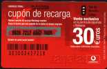 VOD-008 Cupon De Recarga 30€. Cad. 31/12/2004 CODIGO BARRAS ANVERSO. TOP UP - Vodafone