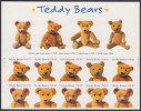 !a! USA Sc# 3656 MNH PLATEBLOCK(10) (UL/S1111111) W/Top-Label - Teddybears - Unused Stamps
