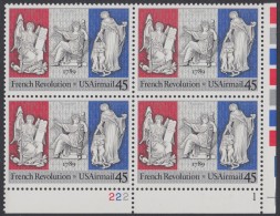 !a! USA Sc# C120 MNH PLATEBLOCK (LR/222-1/a) - French Revolution Bicentennial - 3b. 1961-... Neufs