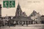 72 MAMERS Eglise St Nicolas, Halles, Animée, Diligence, Ed Fleuriel, 1907 - Mamers