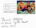 MONACO LETTRE DERAIN TROIS FIGURES DANS UN PRE - Postmarks