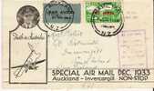 NZ044/ Air-mail Special, 1933, Mit SG 551/Mi. 184, Auckland - Invercargill - Lettres & Documents