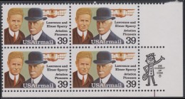 !a! USA Sc# C114 MNH ZIP-BLOCK (LR) - Lawrence & Elmer Sperry - 3b. 1961-... Ungebraucht