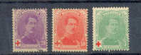 Belgie Ocb Nr :  129 - 131 ** , Inktvlek Faciaal Op 131, Tache D´encre Sur 131 (zie Scan) - 1914-1915 Rotes Kreuz