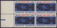 !a! USA Sc# 1233 MNH BLOCK W/ Left Margins - Emancipation Procl. - Ungebraucht