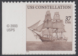 !a! USA Sc# 3869 MNH SINGLE W/ Left Margin & Copyright Symbol - USS Constallation - Neufs