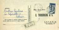 283)raccomandata Con 60£ Europa Cept  Da Catania Per Città Il 25-9-1956 - Poststempel