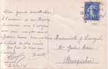 Semeuse 30c Bleu Seul Sur Carte Postale - Cartas & Documentos