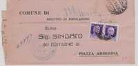 730)lettera Con2x50c. Imperiale Da Messina A Piazza Armerina Il 19-10-1944 - Poststempel