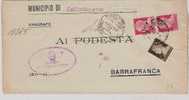 735)lettera Con2x20c.+10c. Imperiale Da Caltanissetta A Barrafranca Il 22-11-1944 - Poststempel