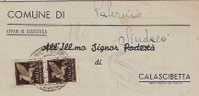 743)lettera Con 2x50c. Imperiale Aerea Da Palermo A Calascibetta Il 13-11-1945 - Poststempel