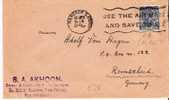 Bur022/ BURMA -  Mi. 8b/SG 8a, Mit Luftpostwerbung 1939,  Remscheid, Deutschland - Burma (...-1947)