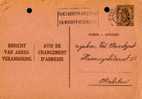 A00007 - Entier Postal - Changement D'adresse N°6 NF De 1938 - Bericht Van Adresverandering - Adreswijziging