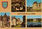 CPSM. CHATEAUX DU CHER. AINAY LE VIEIL.LIGNIERES.MEILLANT.BOUCARD.LA VERRERIE. DATEE 1986. - Meillant