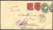 CANADA, STATIONERY ENELOPE 2 CENTS + 2 X 3 CENTS STAMPS To SWITZERLAND - 1903-1954 Rois