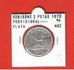 GOBIERNO PROVISIONAL 2 PESETAS  PLATA 1870 #75 MBC  DL-811 - Andere & Zonder Classificatie