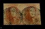 BELGIQUE Nº 5 Obl. Paire Signee A.Brun Un Timbre Touche L´autre TTB - 1849-1850 Medaillen (3/5)