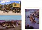 3 Floating Market Postcard  / 3 Carte De Marche Flottant - Marchés