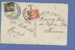 337 Op Kaart Met Stempel MOESCROEN, Getaxeerd (taxe) Met TX 35 Cirkelstempel MOUSCRON - Covers & Documents