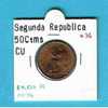 SEGUNDA REPUBLICA 50 CENTIMOS CU 1.937 # 36  SC  DL-980 - 50 Centiemen