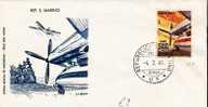 SM033/ SAN MARINO -  Luftpost 500 Lire (Dart-Flugzeug) FDC 4.3.65 Posta Aerea - Brieven En Documenten