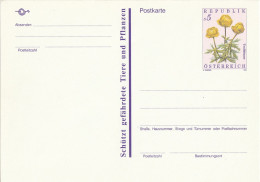 AUTRICHE AUSTRIA ÖSTERREICH Entier P515 Stationary Ganzsache Fleur Blume Flower Bouton D'or Trollblume 1992 - Briefkaarten